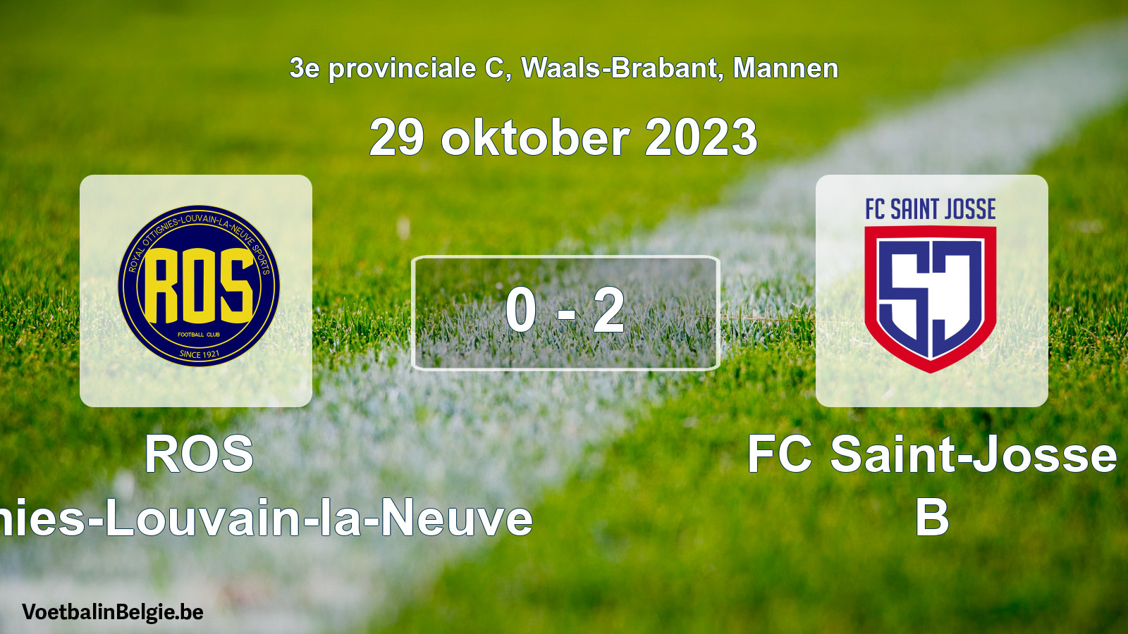 Gespeelde wedstrijd mannenvoetbal: ROS Ottignies-Louvain-la-Neuve - FC Saint-Josse B 0 - 2 (29 oktober 2023)