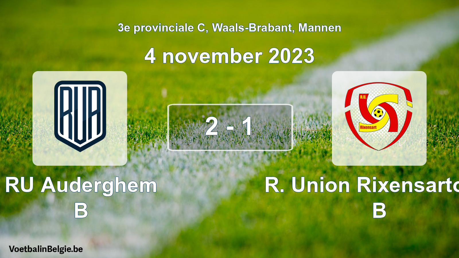Gespeelde wedstrijd mannenvoetbal: RU Auderghem B - R. Union Rixensartoise B 2 - 1 (4 november 2023)