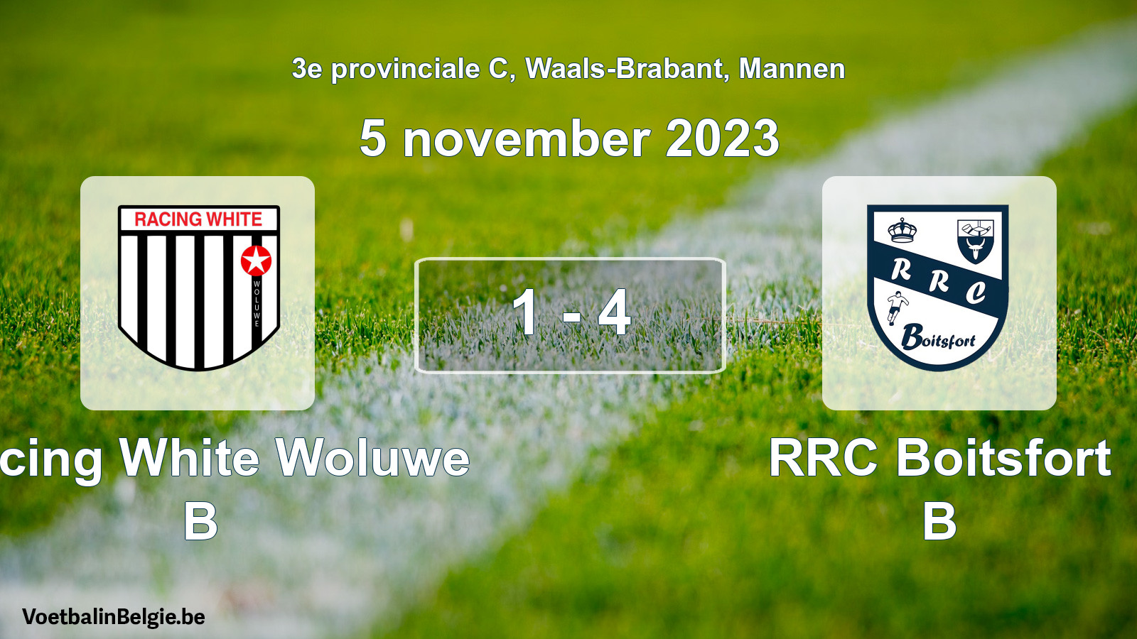 Gespeelde wedstrijd mannenvoetbal: Racing White Woluwe B - RRC Boitsfort B 1 - 4 (5 november 2023)