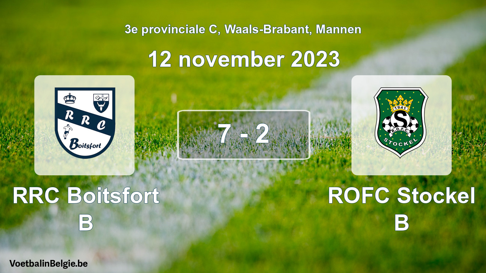 Gespeelde wedstrijd mannenvoetbal: RRC Boitsfort B - ROFC Stockel B 7 - 2 (12 november 2023)