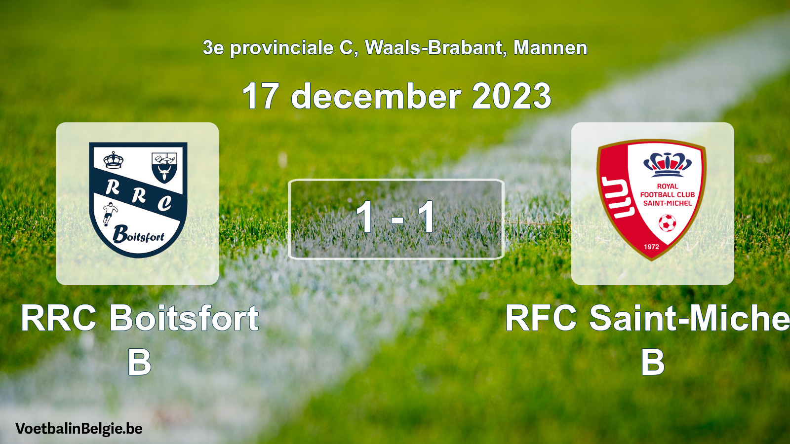 Gespeelde wedstrijd mannenvoetbal: RRC Boitsfort B - RFC Saint-Michel B 1 - 1 (17 december 2023)
