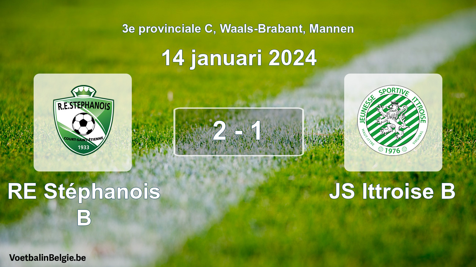 Gespeelde wedstrijd mannenvoetbal: RE Stéphanois B - JS Ittroise B 2 - 1 (14 januari 2024)