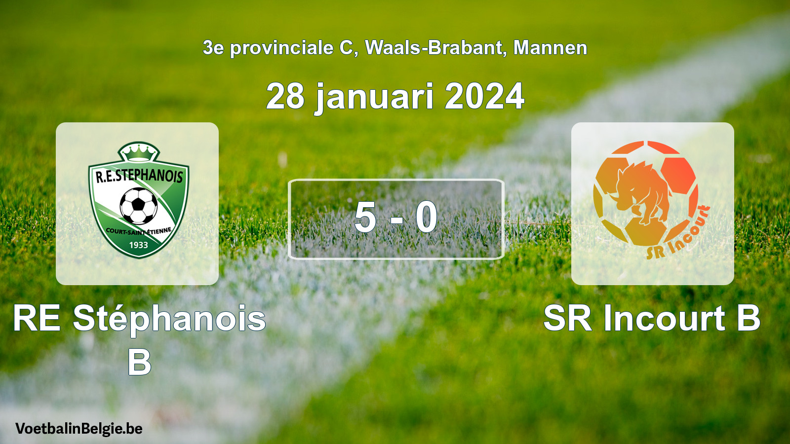 Gespeelde wedstrijd mannenvoetbal: RE Stéphanois B - SR Incourt B 5 - 0 (28 januari 2024)