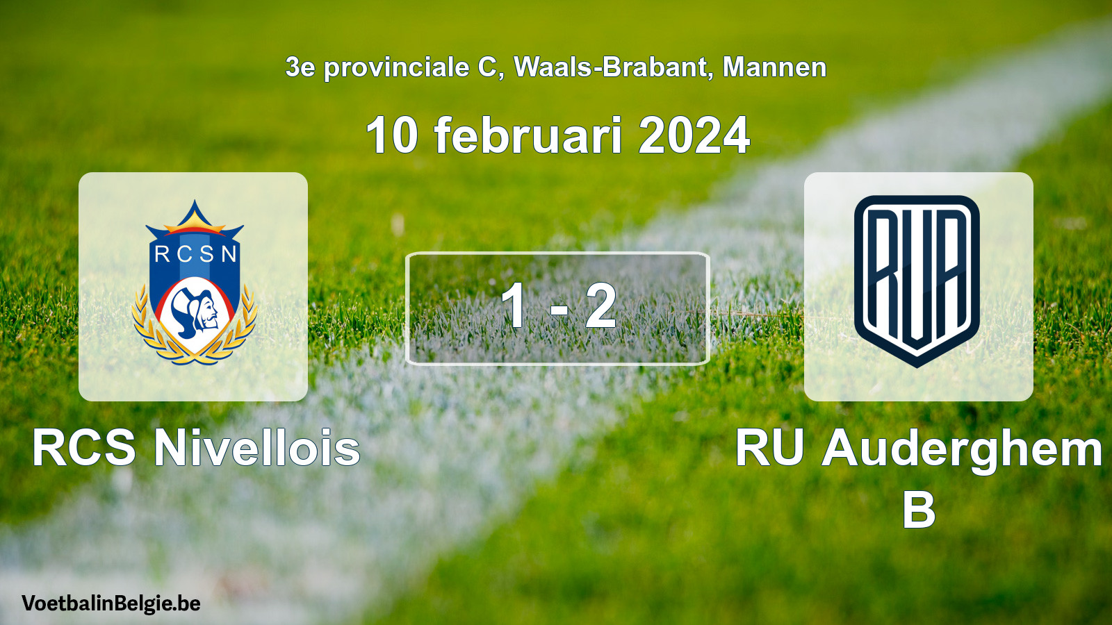 Gespeelde wedstrijd mannenvoetbal: RCS Nivellois - RU Auderghem B 1 - 2 (10 februari 2024)