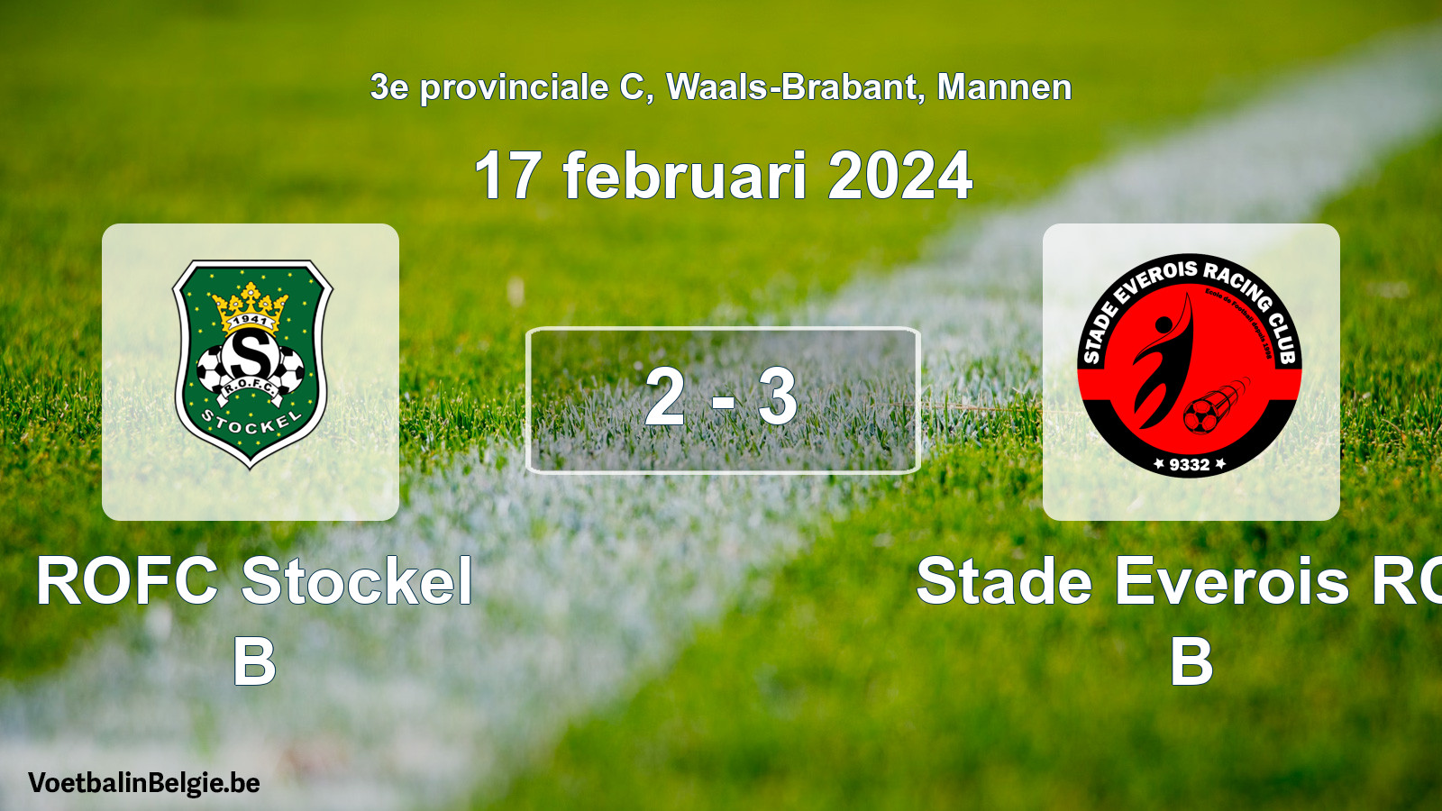 Gespeelde wedstrijd mannenvoetbal: ROFC Stockel B - Stade Everois RC B 2 - 3 (17 februari 2024)
