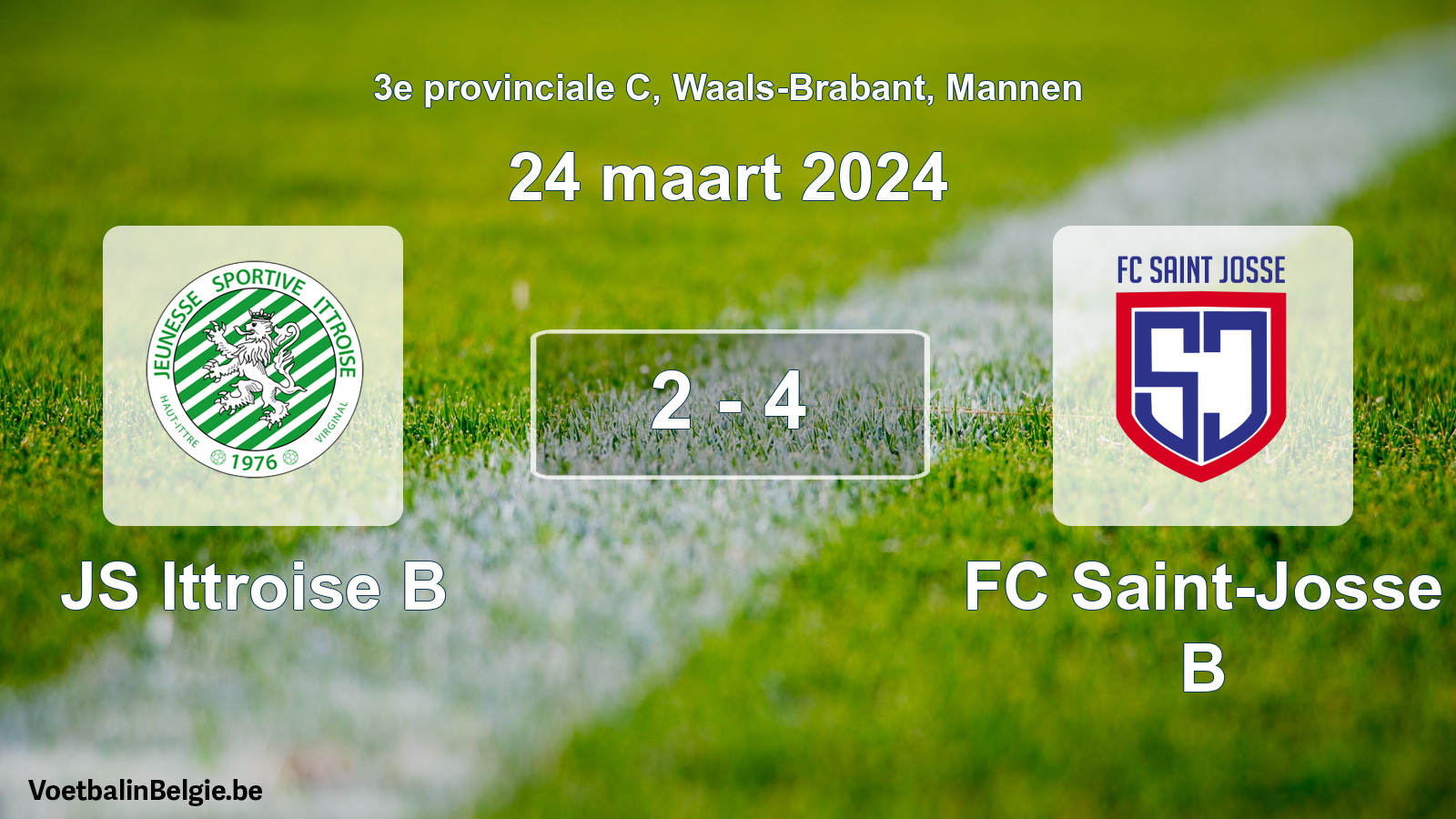 Match joué football hommes: JS Ittroise B - FC Saint-Josse B 2 - 4 (24 mars 2024)