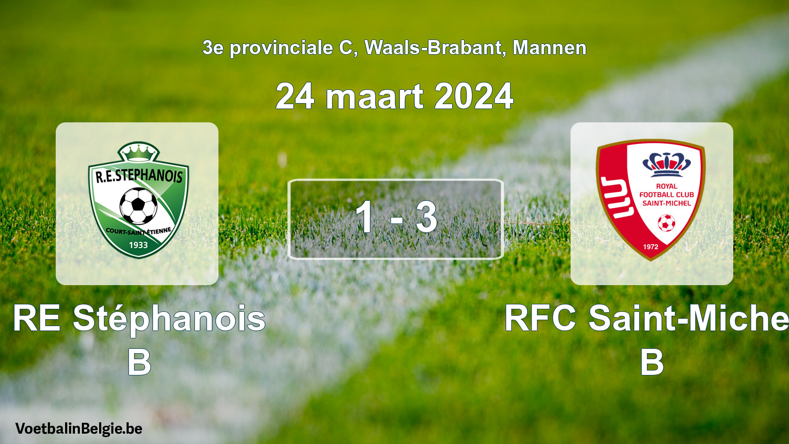 Gespeelde wedstrijd mannenvoetbal: RE Stéphanois B - RFC Saint-Michel B 1 - 3 (24 maart 2024)