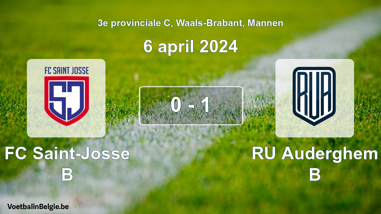 Gespeelde wedstrijd mannenvoetbal: FC Saint-Josse B - RU Auderghem B 0 - 1 (6 april 2024)