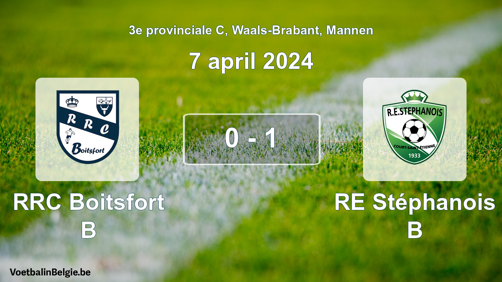 Gespeelde wedstrijd mannenvoetbal: RRC Boitsfort B - RE Stéphanois B 0 - 1 (7 april 2024)