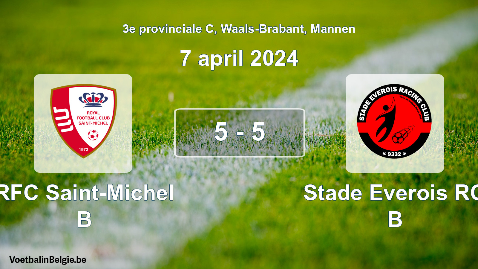 Gespeelde wedstrijd mannenvoetbal: RFC Saint-Michel B - Stade Everois RC B 5 - 5 (7 april 2024)
