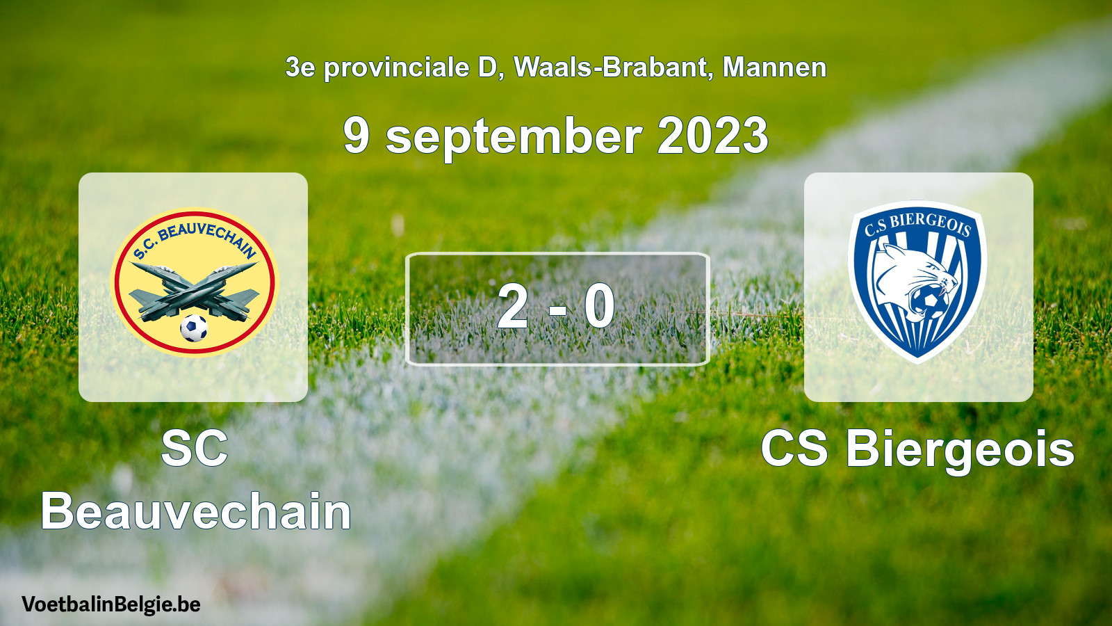 Gespeelde wedstrijd mannenvoetbal: SC Beauvechain - CS Biergeois 2 - 0 (9 september 2023)