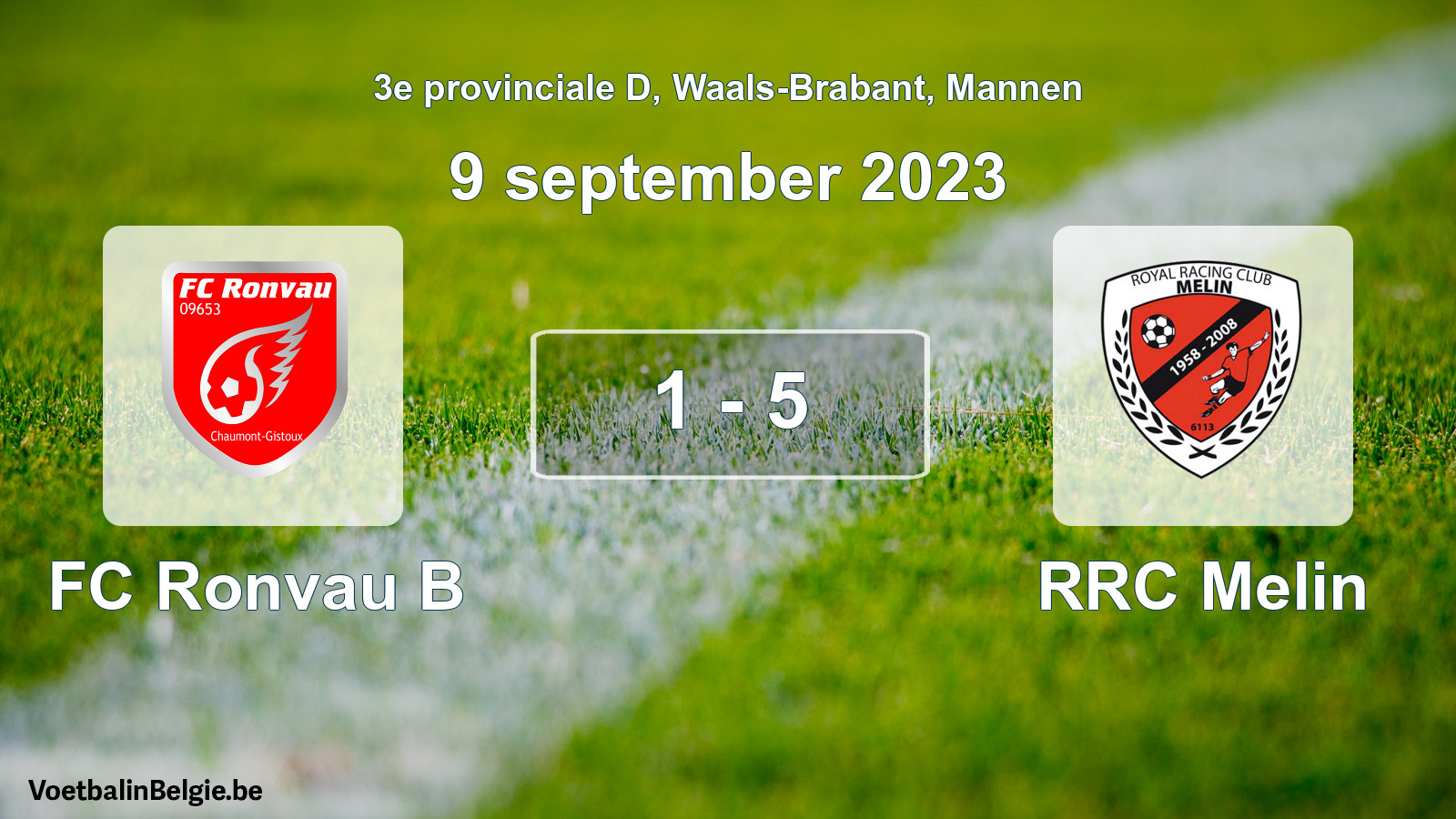 Gespeelde wedstrijd mannenvoetbal: FC Ronvau B - RRC Melin 1 - 5 (9 september 2023)