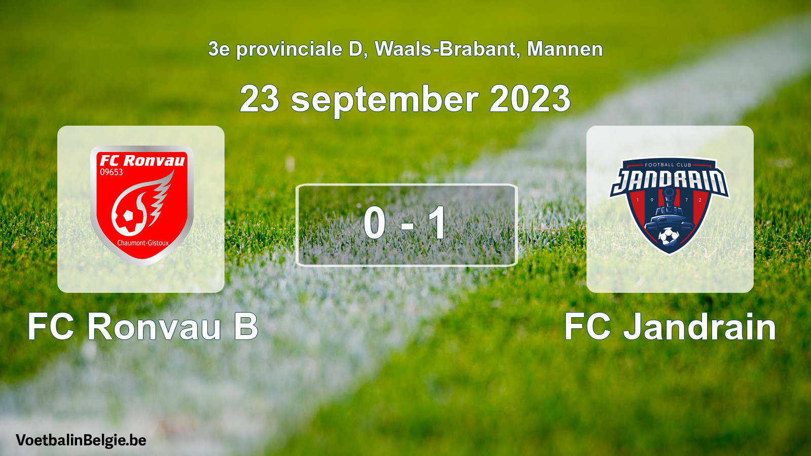Gespeelde wedstrijd mannenvoetbal: FC Ronvau B - FC Jandrain 0 - 1 (23 september 2023)