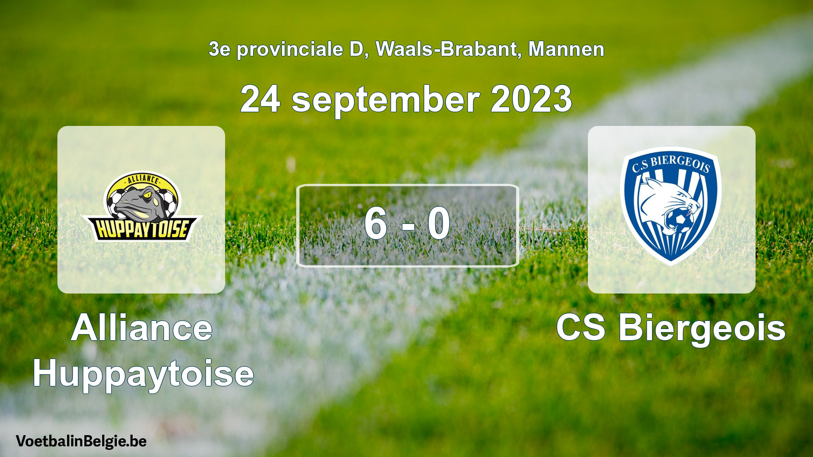 Gespeelde wedstrijd mannenvoetbal: Alliance Huppaytoise - CS Biergeois 6 - 0 (24 september 2023)