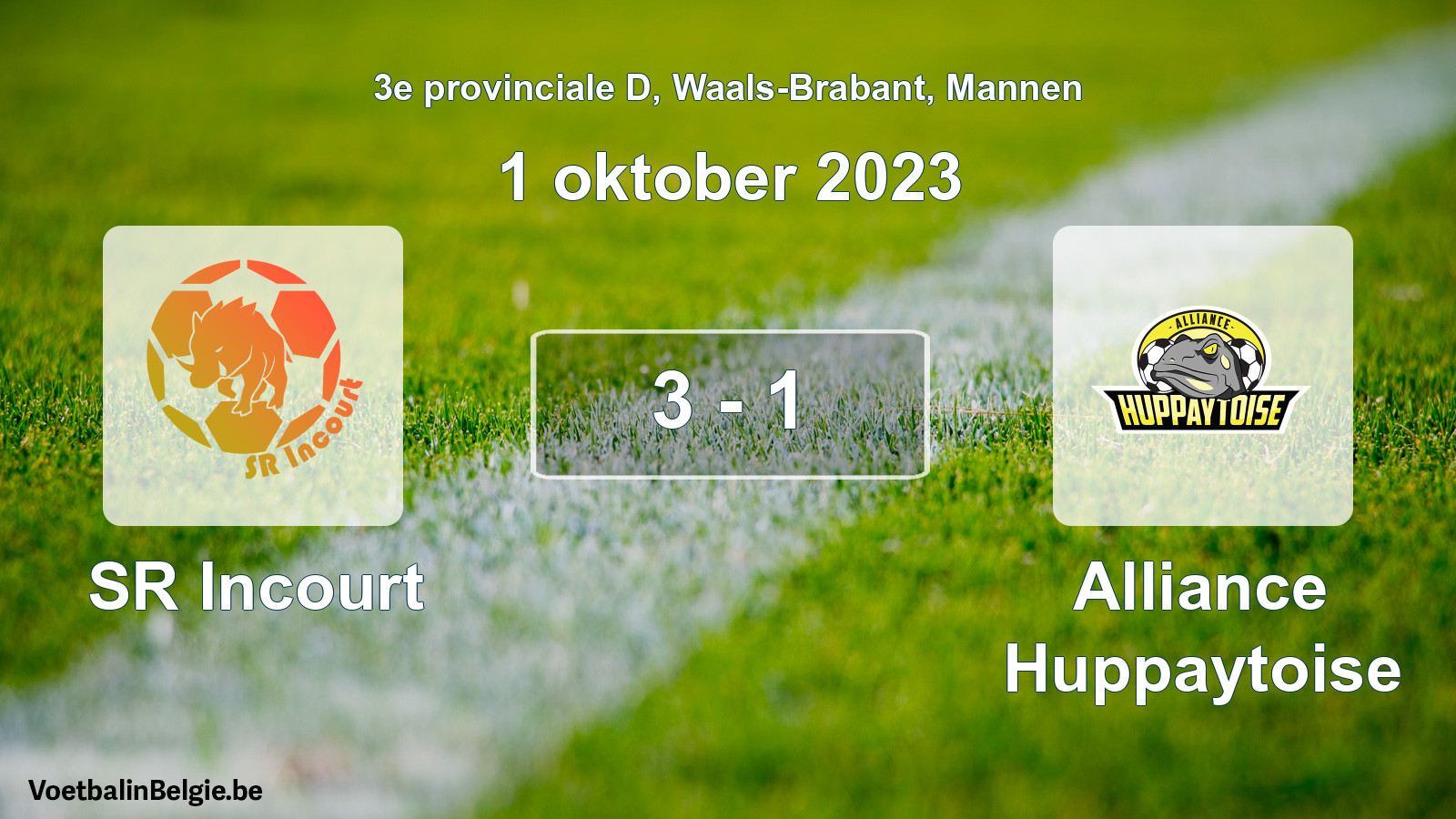 Gespeelde wedstrijd mannenvoetbal: SR Incourt - Alliance Huppaytoise 3 - 1 (1 oktober 2023)