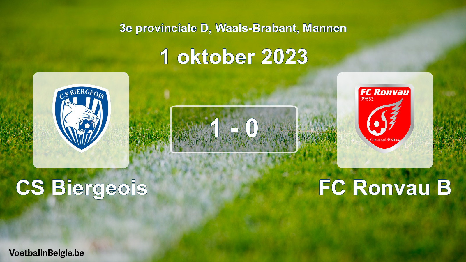 Gespeelde wedstrijd mannenvoetbal: CS Biergeois - FC Ronvau B 1 - 0 (1 oktober 2023)