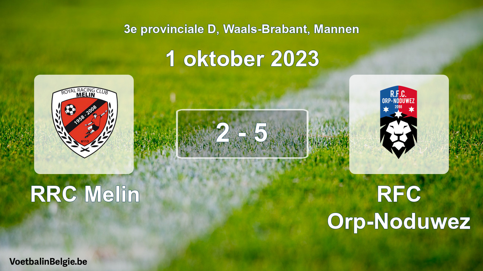 Gespeelde wedstrijd mannenvoetbal: RRC Melin - RFC Orp-Noduwez 2 - 5 (1 oktober 2023)