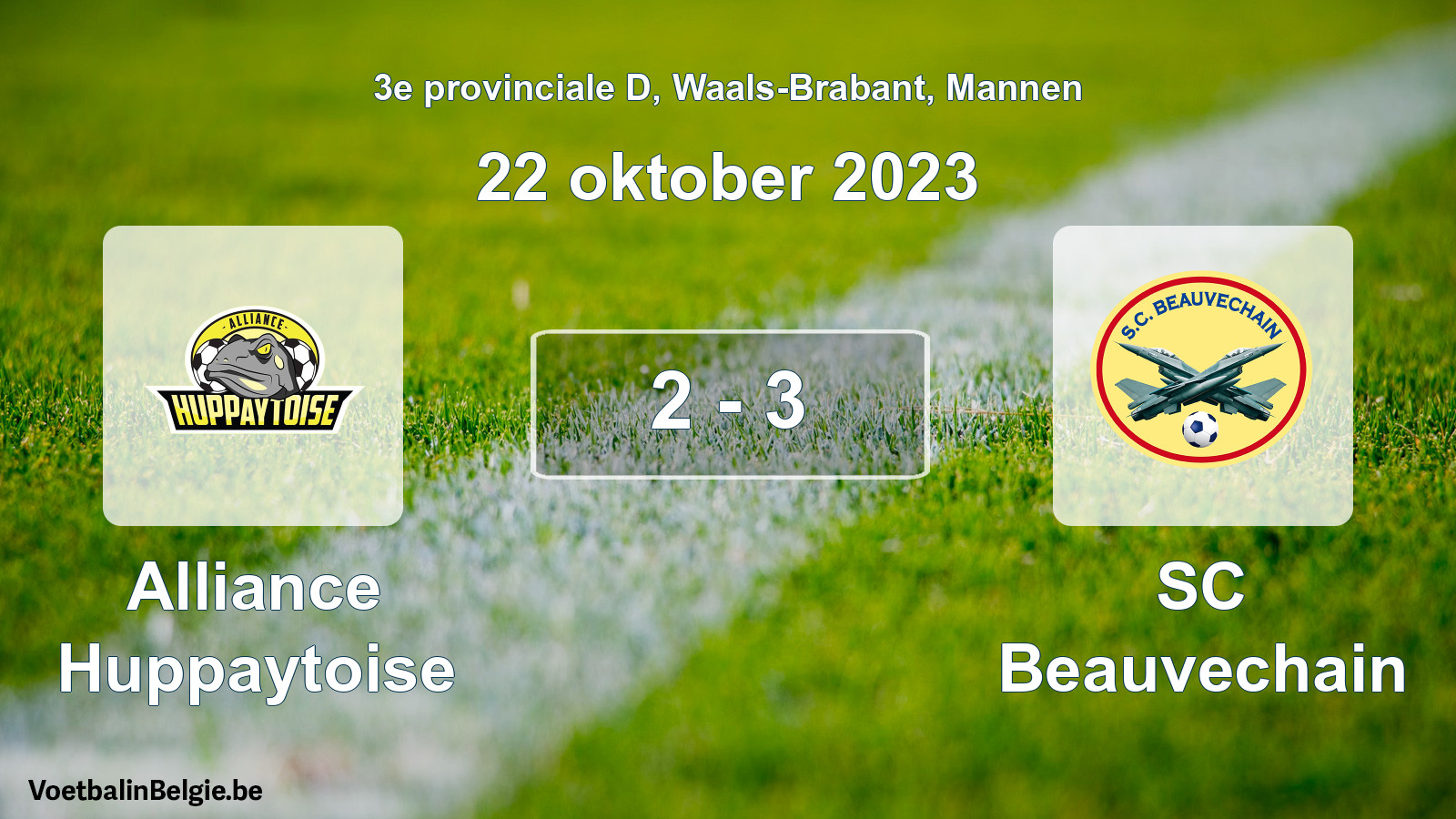 Gespeelde wedstrijd mannenvoetbal: Alliance Huppaytoise - SC Beauvechain 2 - 3 (22 oktober 2023)