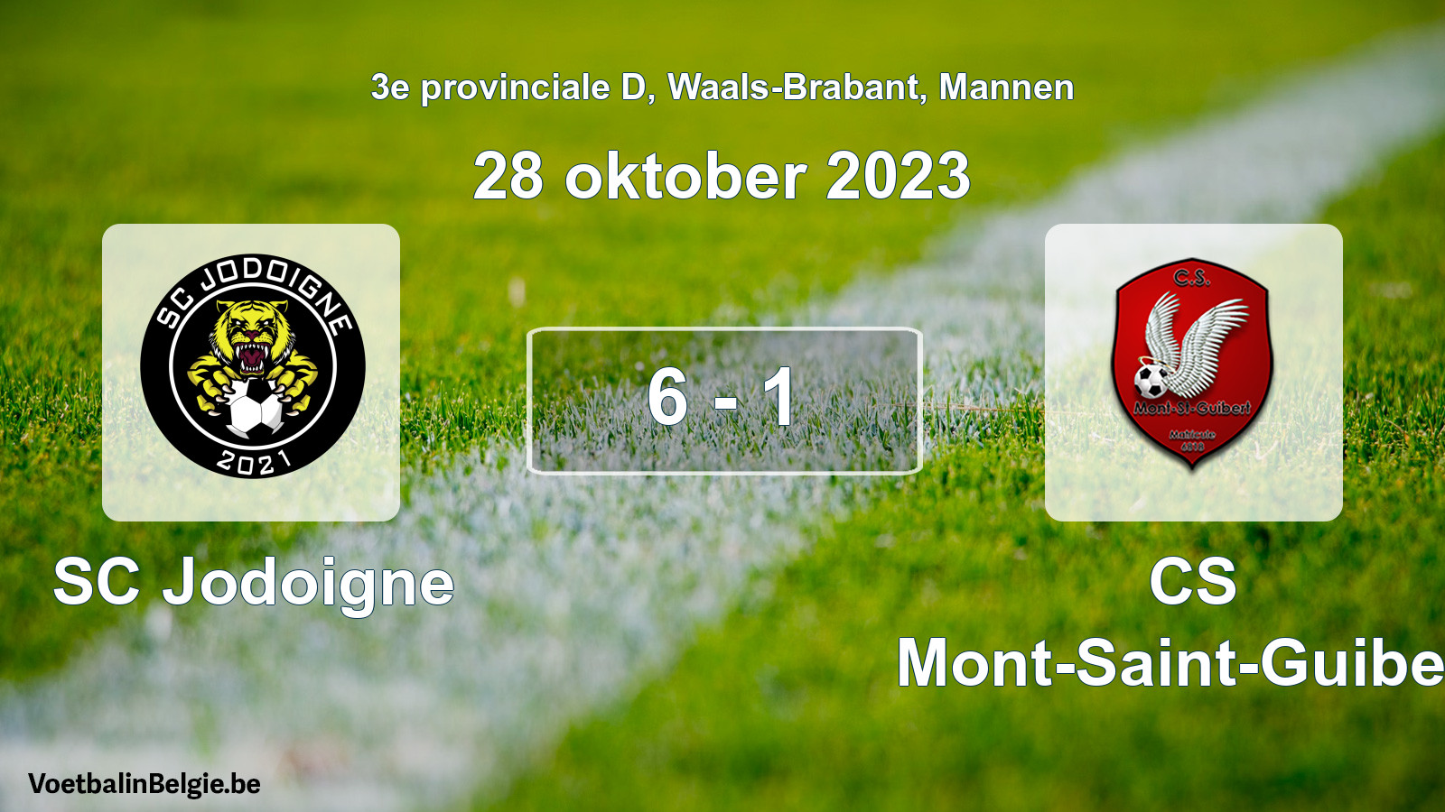 Played match men football: SC Jodoigne - CS Mont-Saint-Guibert 6 - 1 (28 October 2023)