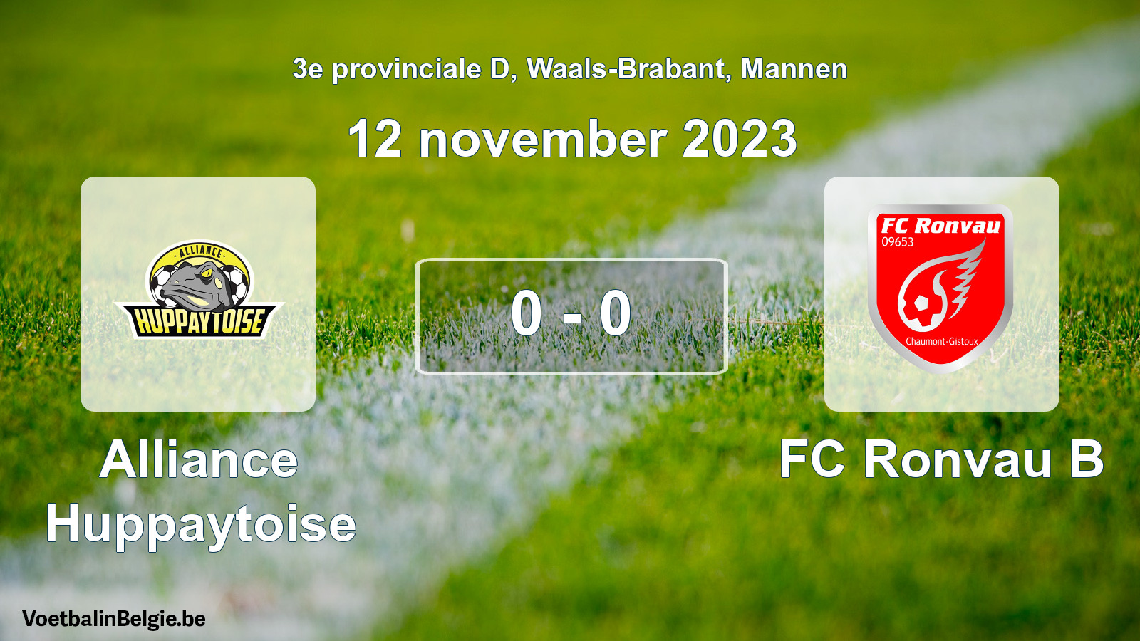 Gespeelde wedstrijd mannenvoetbal: Alliance Huppaytoise - FC Ronvau B 0 - 0 (12 november 2023)