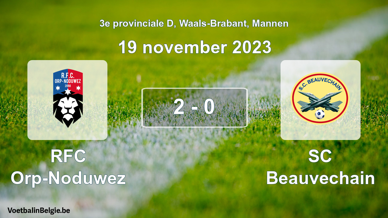 Gespeelde wedstrijd mannenvoetbal: RFC Orp-Noduwez - SC Beauvechain 2 - 0 (19 november 2023)