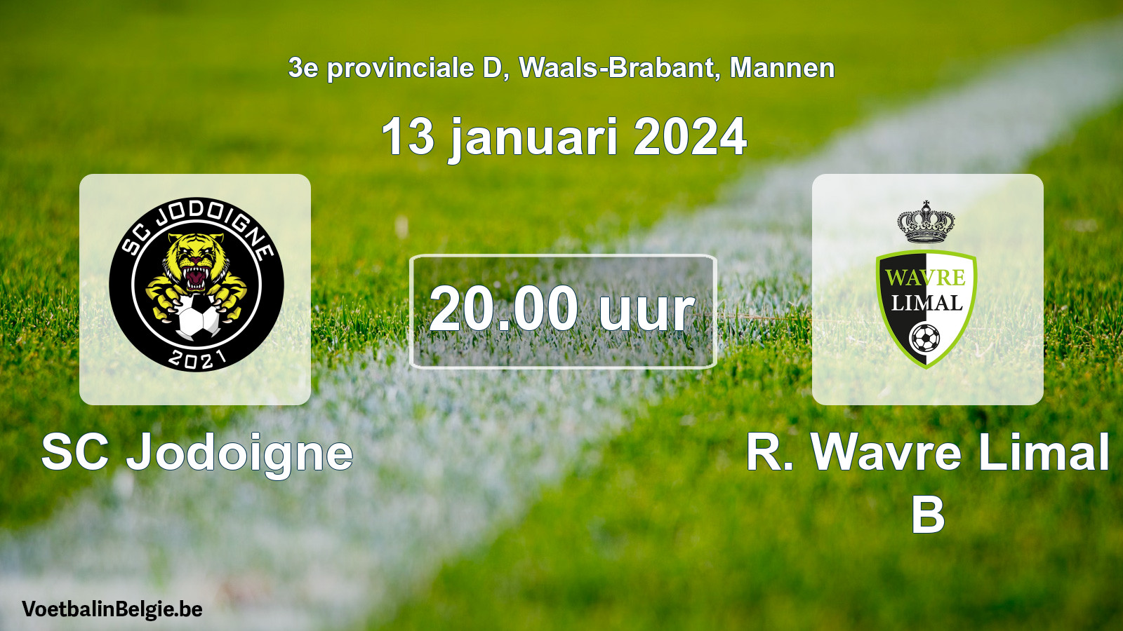 Scheduled match men football: SC Jodoigne - R. Wavre Limal B (13 January 2024)