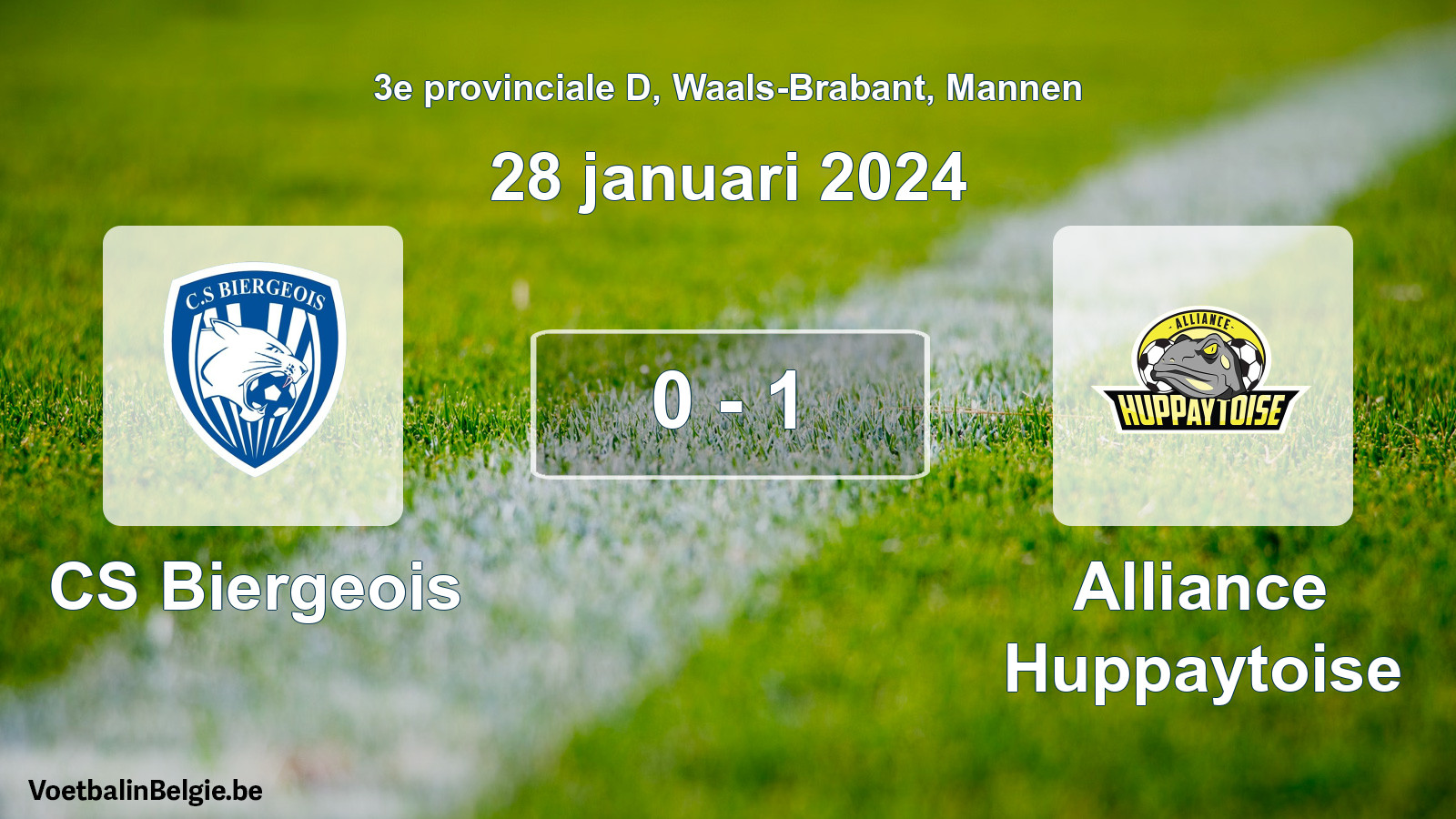 Played match men football: CS Biergeois - Alliance Huppaytoise 0 - 1 (28 January 2024)