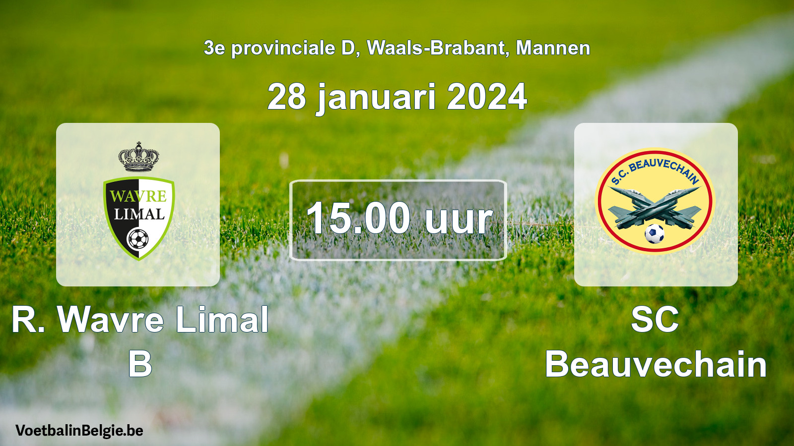 Match prévu football hommes: R. Wavre Limal B - SC Beauvechain (28 janvier 2024)