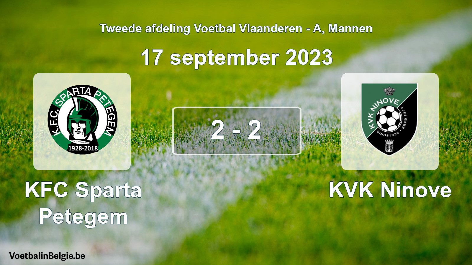 Gespeelde wedstrijd mannenvoetbal: KFC Sparta Petegem - KVK Ninove 2 - 2 (17 september 2023)