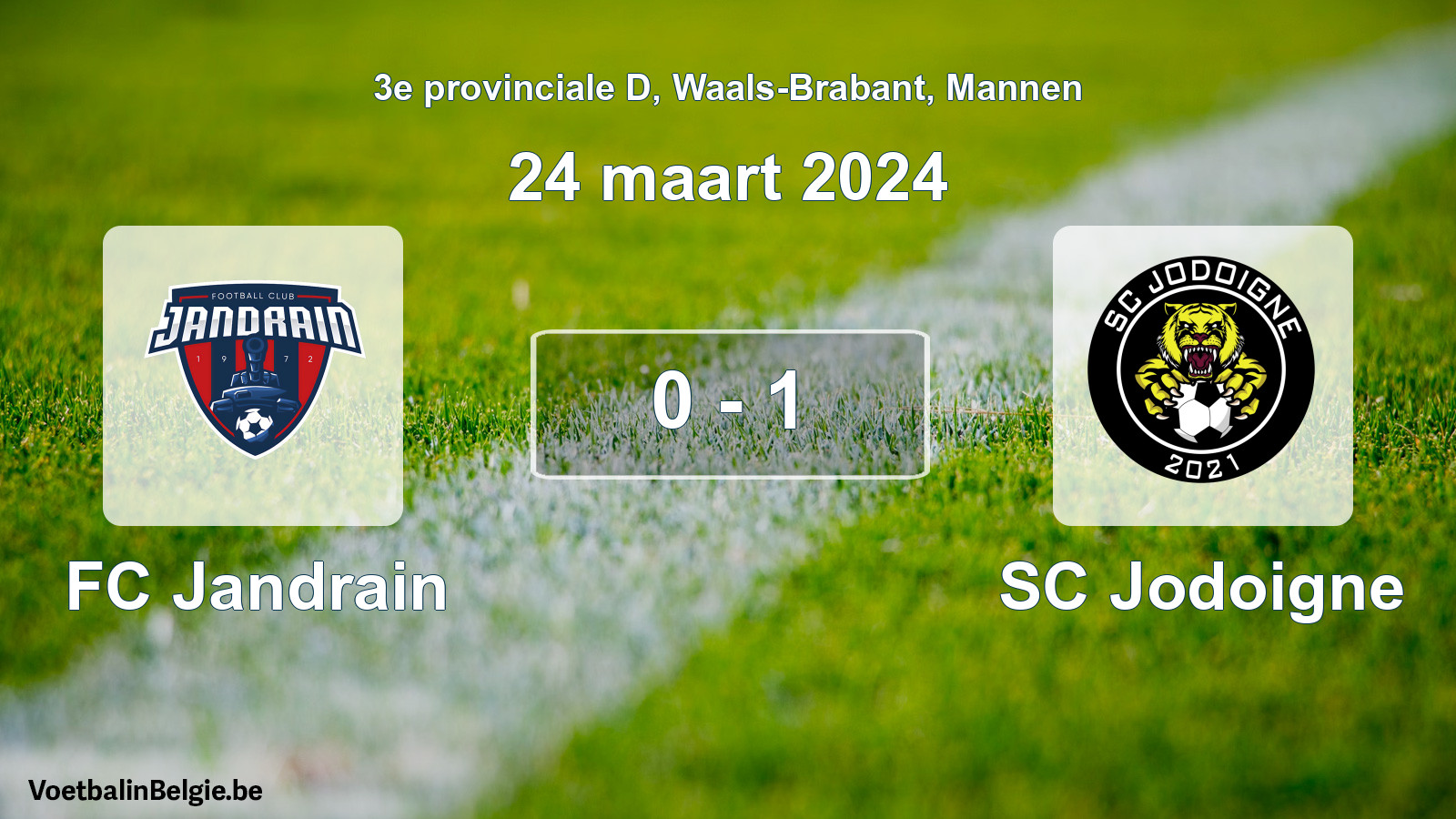 Gespeelde wedstrijd mannenvoetbal: FC Jandrain - SC Jodoigne 0 - 1 (24 maart 2024)