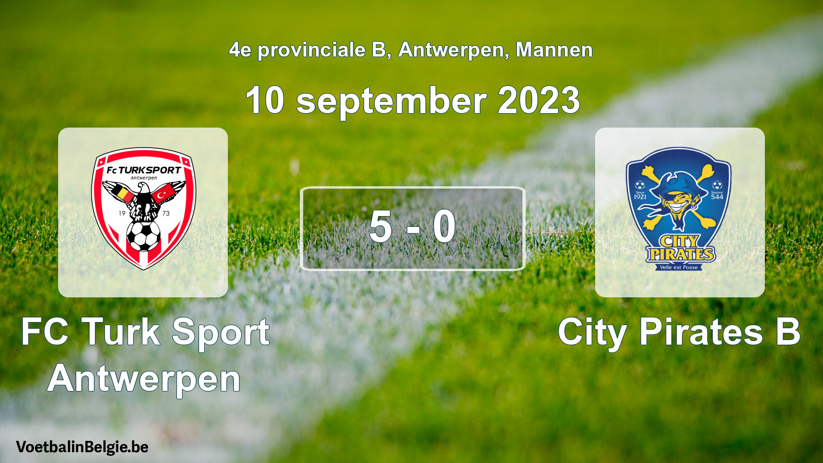 Gespeelde wedstrijd mannenvoetbal: FC Turk Sport Antwerpen - City Pirates B 5 - 0 (10 september 2023)