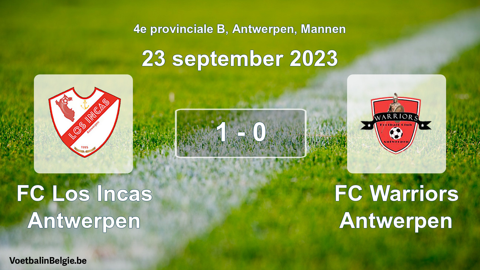 Gespeelde wedstrijd mannenvoetbal: FC Los Incas Antwerpen - FC Warriors Antwerpen 1 - 0 (23 september 2023)