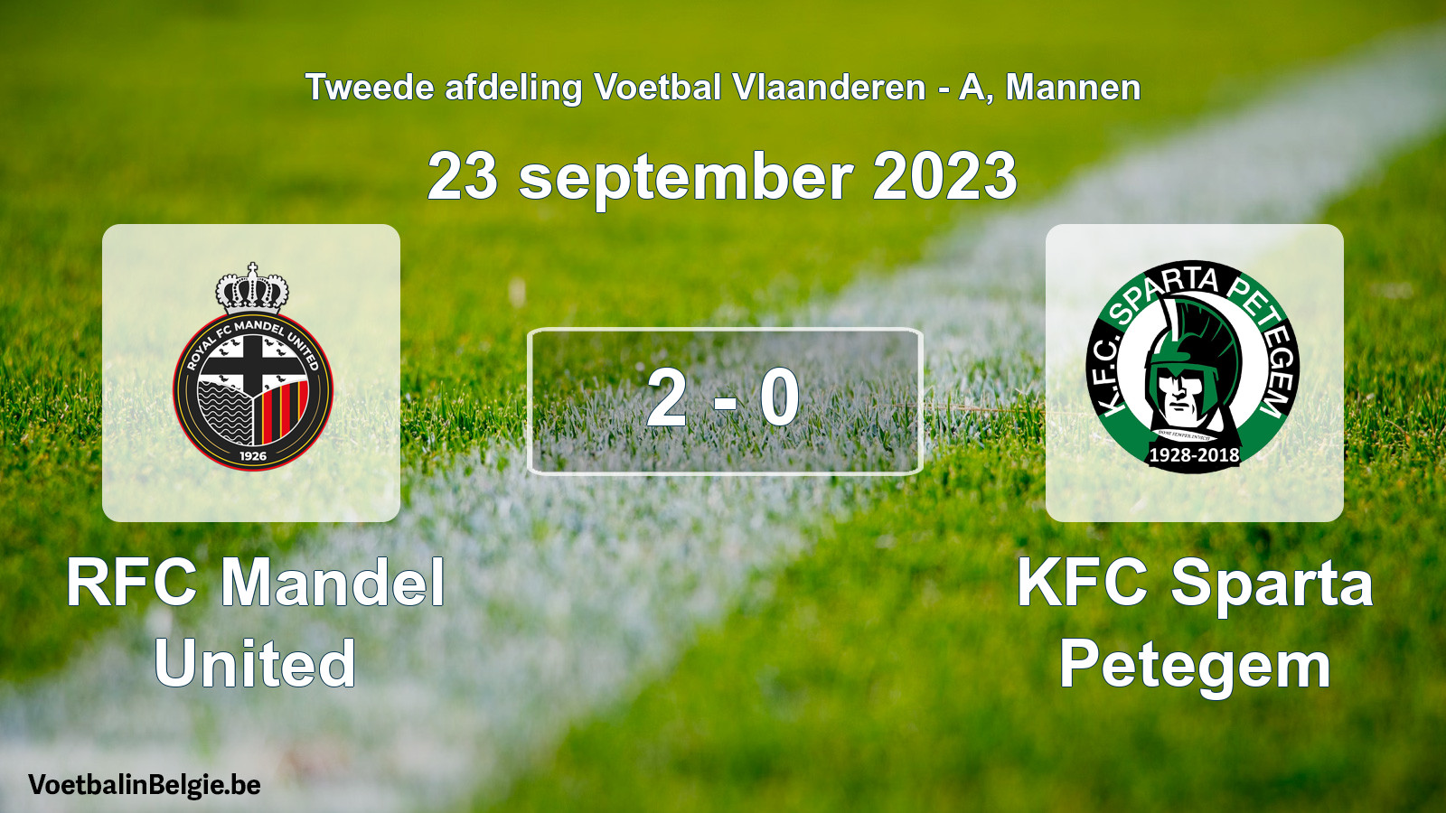 Gespeelde wedstrijd mannenvoetbal: RFC Mandel United - KFC Sparta Petegem 2 - 0 (23 september 2023)
