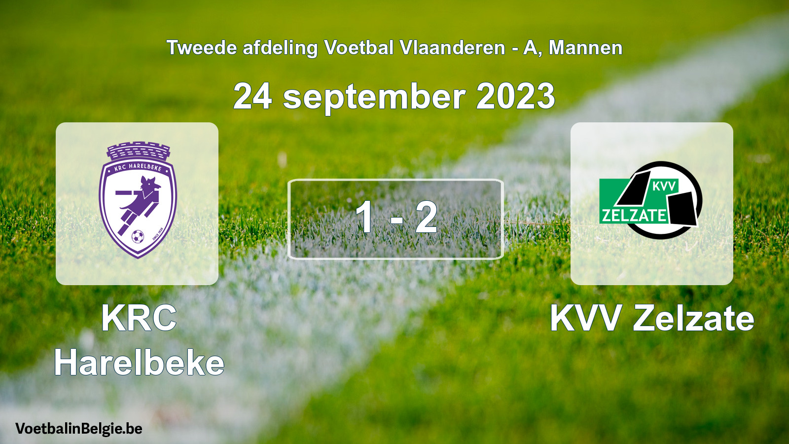 Gespeelde wedstrijd mannenvoetbal: KRC Harelbeke - KVV Zelzate 1 - 2 (24 september 2023)