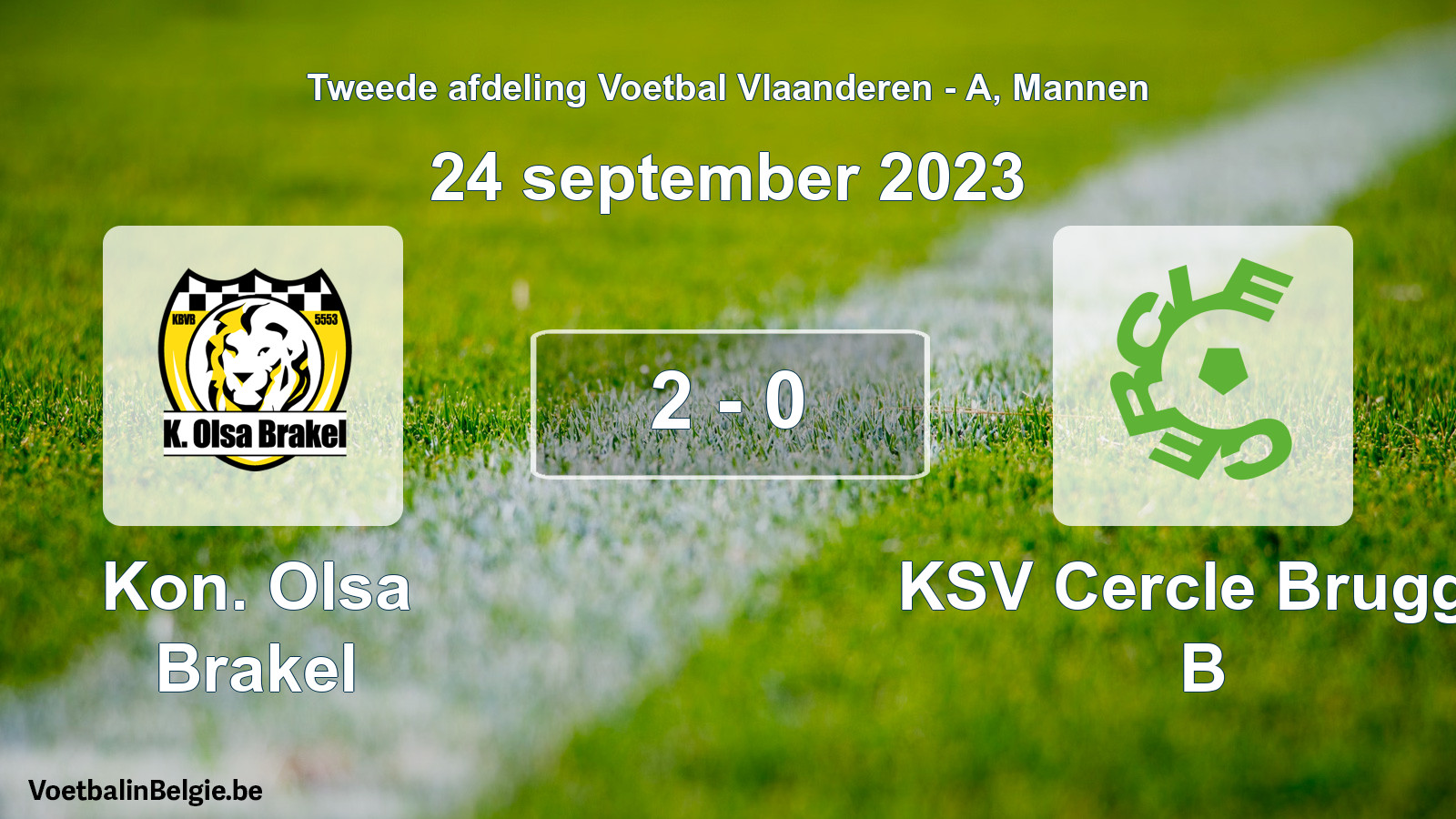 Gespeelde wedstrijd mannenvoetbal: Kon. Olsa Brakel - KSV Cercle Brugge B 2 - 0 (24 september 2023)