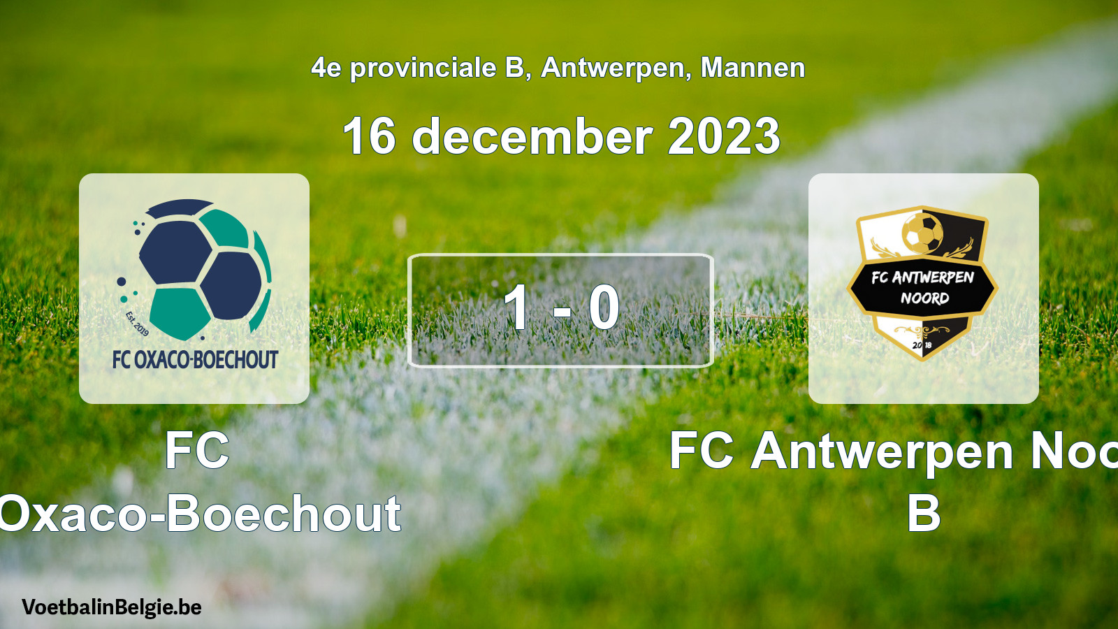Gespeelde wedstrijd mannenvoetbal: FC Oxaco-Boechout - FC Antwerpen Noord B 1 - 0 (16 december 2023)