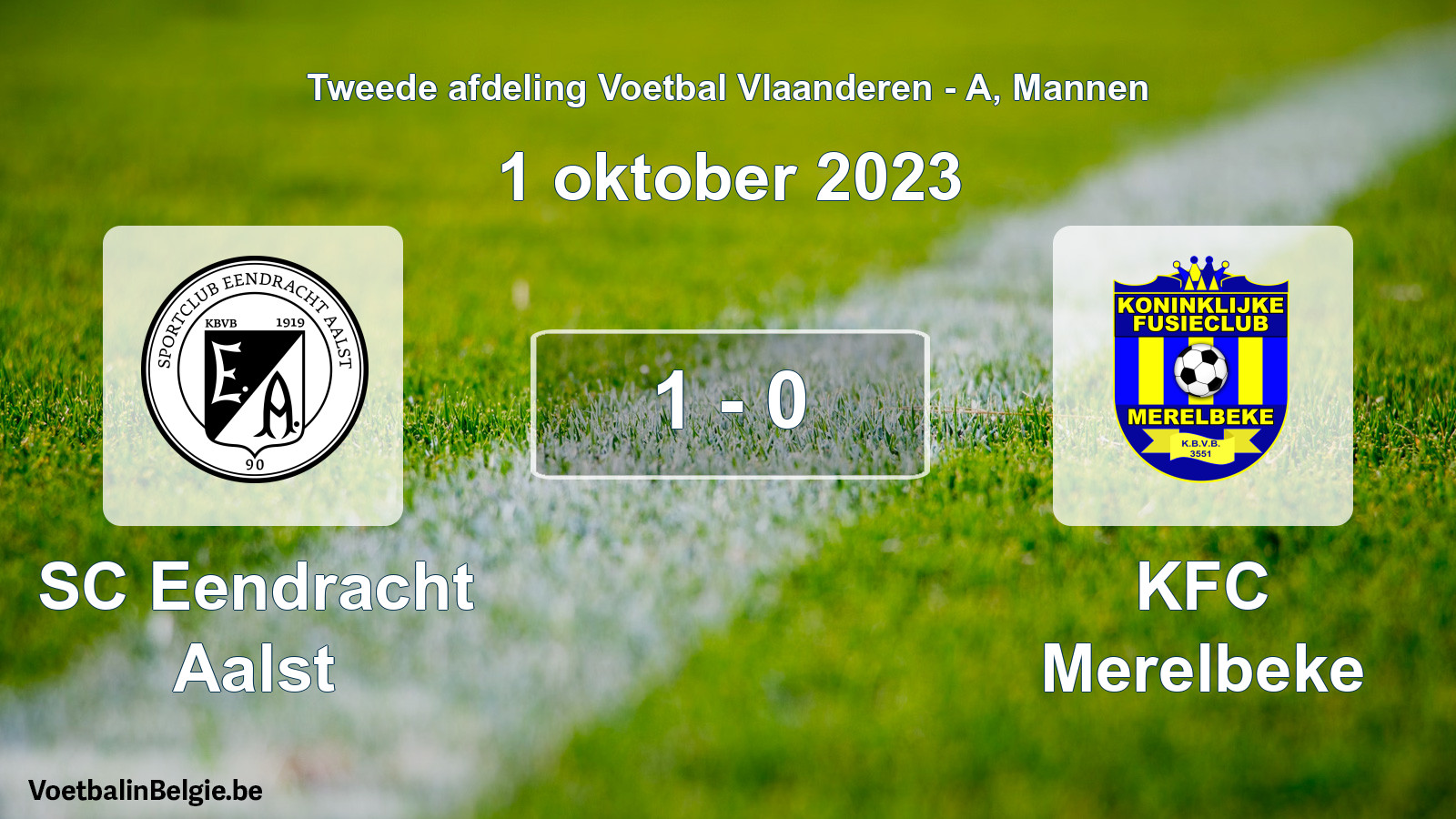 Gespeelde wedstrijd mannenvoetbal: SC Eendracht Aalst - KFC Merelbeke 1 - 0 (1 oktober 2023)