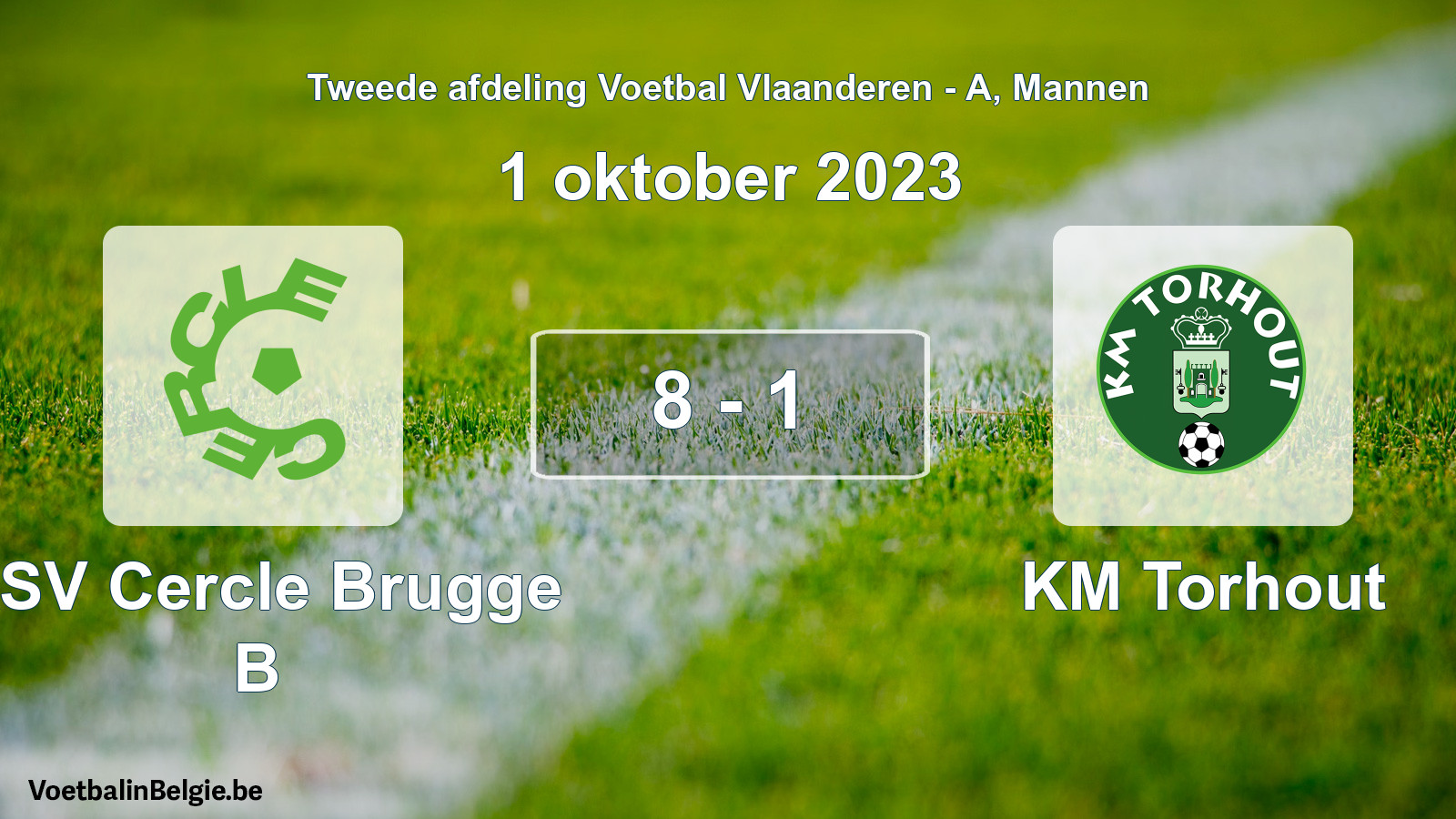 Gespeelde wedstrijd mannenvoetbal: KSV Cercle Brugge B - KM Torhout 8 - 1 (1 oktober 2023)