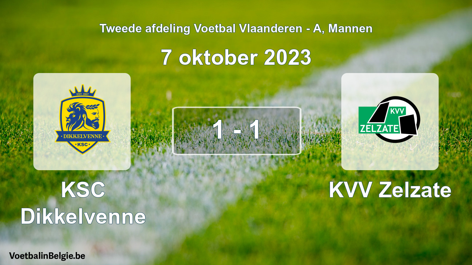 Gespeelde wedstrijd mannenvoetbal: KSC Dikkelvenne - KVV Zelzate 1 - 1 (7 oktober 2023)