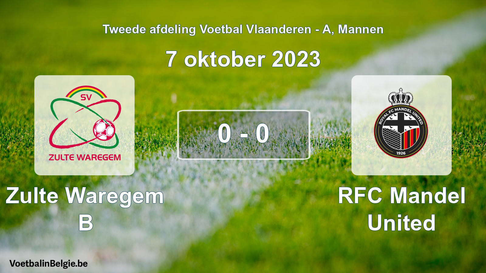Gespeelde wedstrijd mannenvoetbal: Zulte Waregem B - RFC Mandel United 0 - 0 (7 oktober 2023)