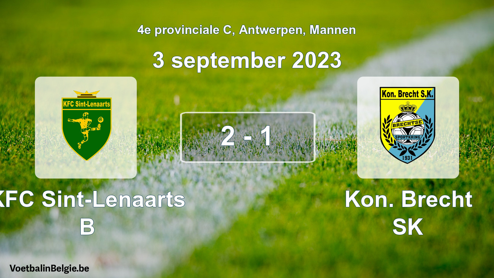 Gespeelde wedstrijd mannenvoetbal: KFC Sint-Lenaarts B - Kon. Brecht SK 2 - 1 (3 september 2023)