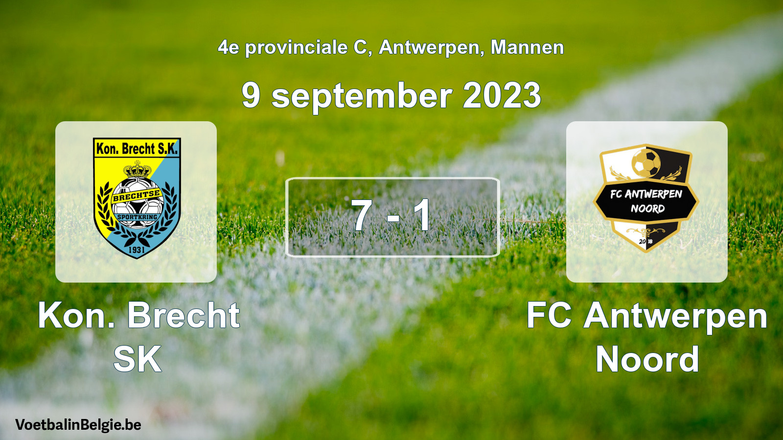 Gespeelde wedstrijd mannenvoetbal: Kon. Brecht SK - FC Antwerpen Noord 7 - 1 (9 september 2023)