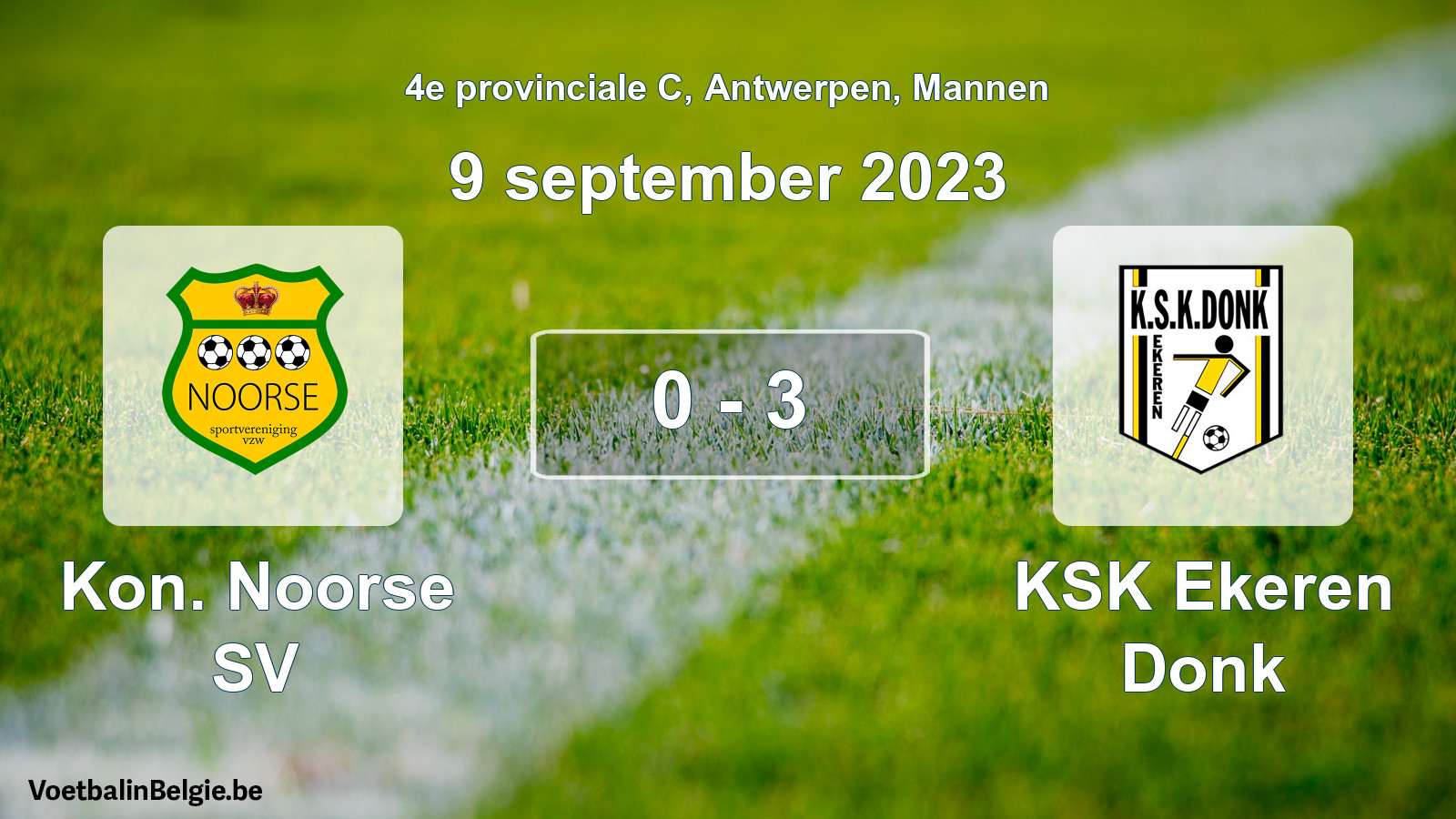 Gespeelde wedstrijd mannenvoetbal: Kon. Noorse SV - KSK Ekeren Donk 0 - 3 (9 september 2023)