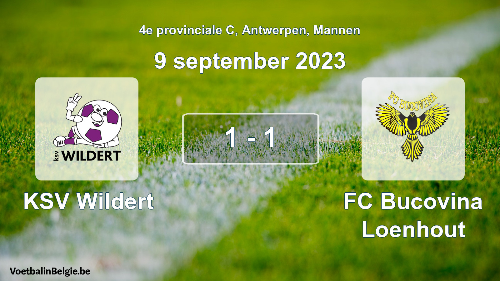 Gespeelde wedstrijd mannenvoetbal: KSV Wildert - FC Bucovina Loenhout 1 - 1 (9 september 2023)