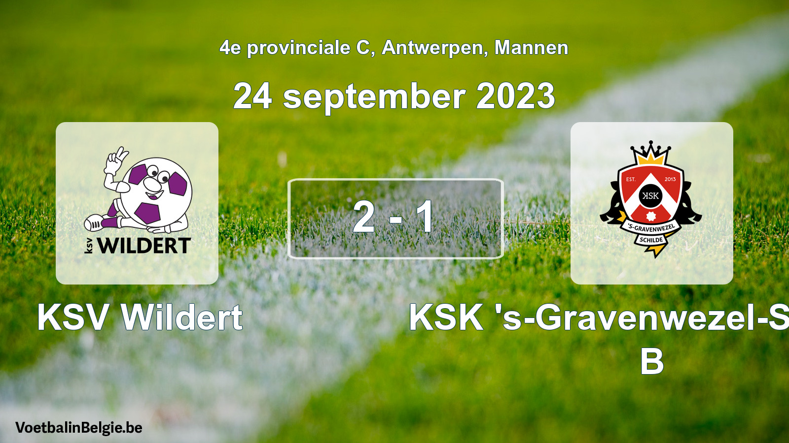 Played match men football: KSV Wildert - KSK 's-Gravenwezel-Schilde B 2 - 1 (24 September 2023)
