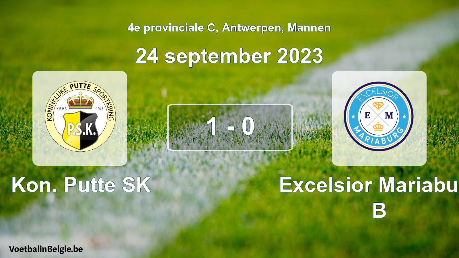 Gespeelde wedstrijd mannenvoetbal: Kon. Putte SK - Excelsior Mariaburg B 1 - 0 (24 september 2023)