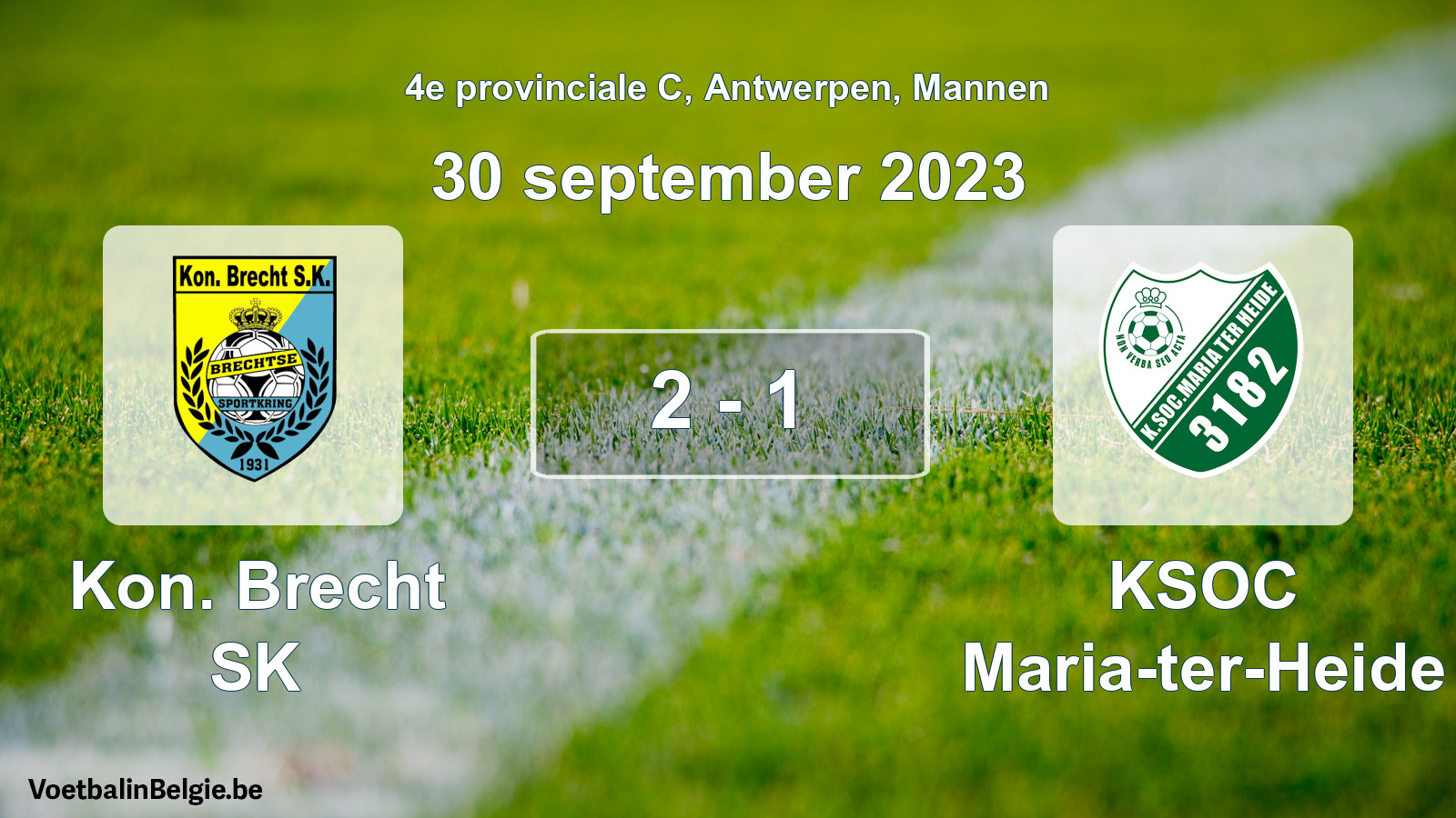 Gespeelde wedstrijd mannenvoetbal: Kon. Brecht SK - KSOC Maria-ter-Heide 2 - 1 (30 september 2023)