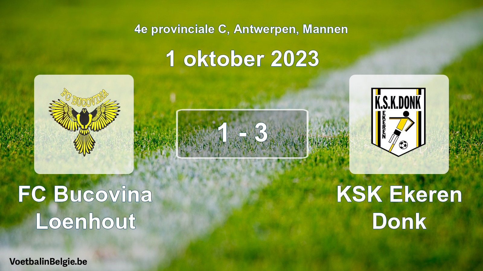 Gespeelde wedstrijd mannenvoetbal: FC Bucovina Loenhout - KSK Ekeren Donk 1 - 3 (1 oktober 2023)
