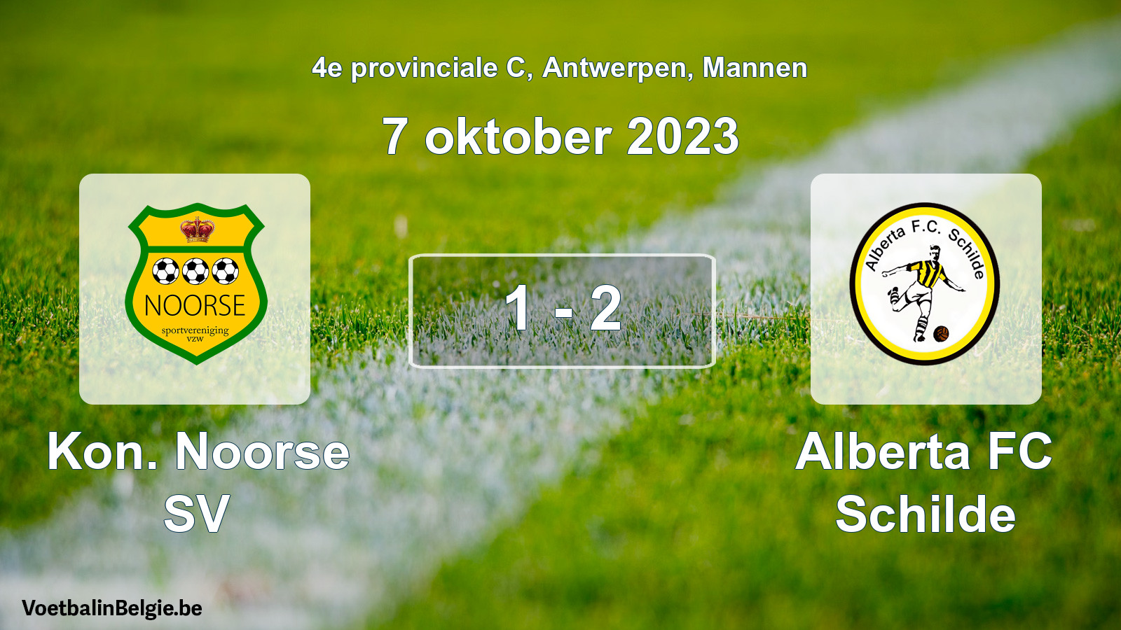 Gespeelde wedstrijd mannenvoetbal: Kon. Noorse SV - Alberta FC Schilde 1 - 2 (7 oktober 2023)