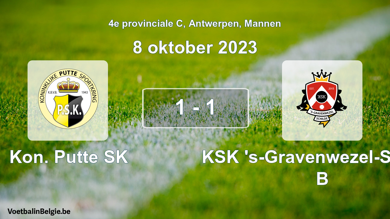 Gespeelde wedstrijd mannenvoetbal: Kon. Putte SK - KSK 's-Gravenwezel-Schilde B 1 - 1 (8 oktober 2023)